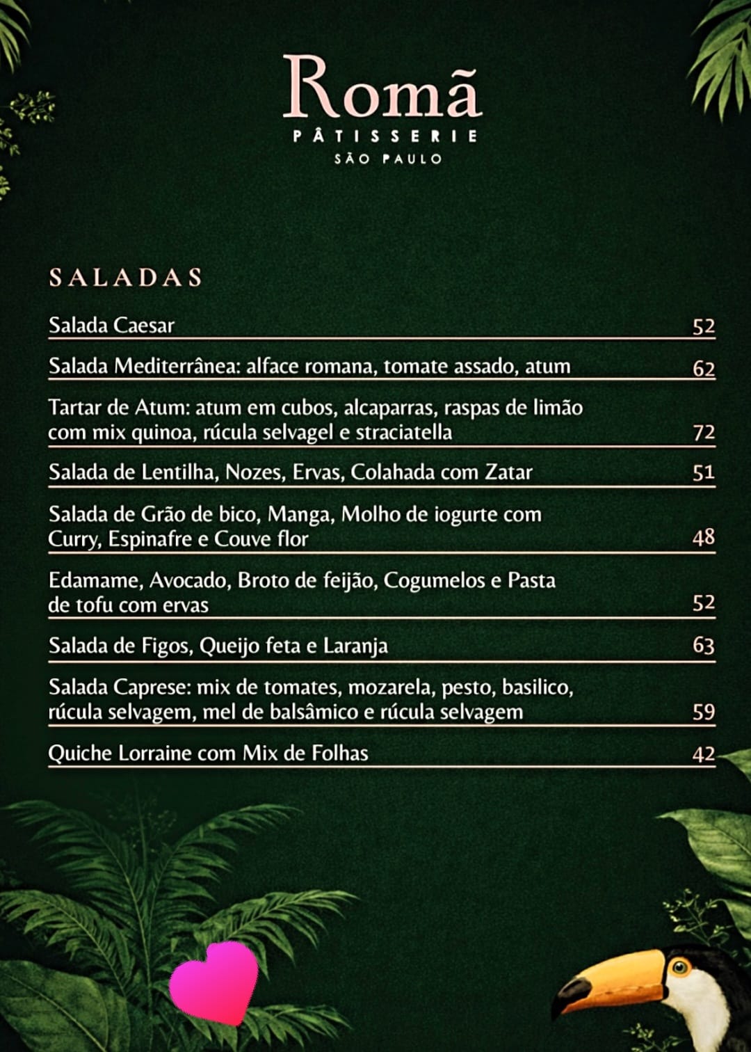 Cardápio: saladas